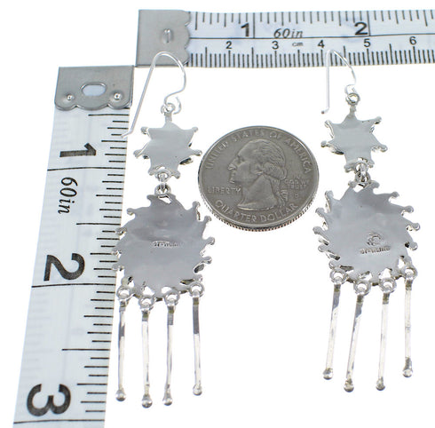 Silver Multicolor Needlepoint Hook Dangle Earrings AX51088